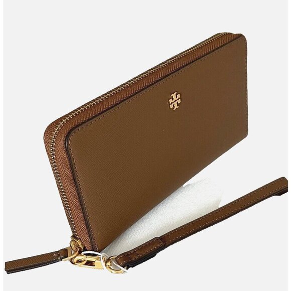 New Tory Burch Emerson Wristlet Zip Continental Wallet Leather Mosse - Picture 3 of 5